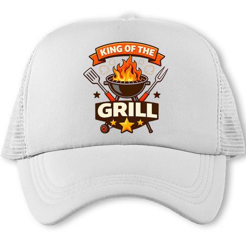 King Of The Grill BBQ Dad Grilling Master Barbecue Premium Tri-Blend Trucker Cap - BBQ Dad Merch