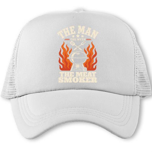 Man Myth Meat Smoker Legend BBQ Dad Comfort Colors Crop Top Trucker Cap - BBQ Dad Merch