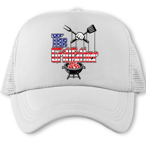 Men 4th July BBQ Dad Joke The Grillfather Grilling Dad Trucker Cap - BBQ Dad Merch