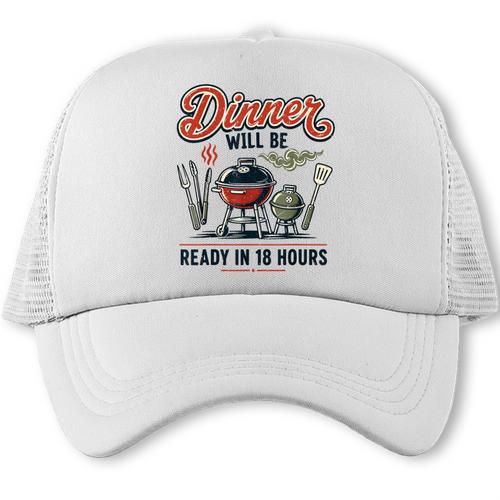 Men BBQ Dad Joke Dinner Will Be Ready In 18 Hour Grill Trucker Cap - BBQ Dad Merch