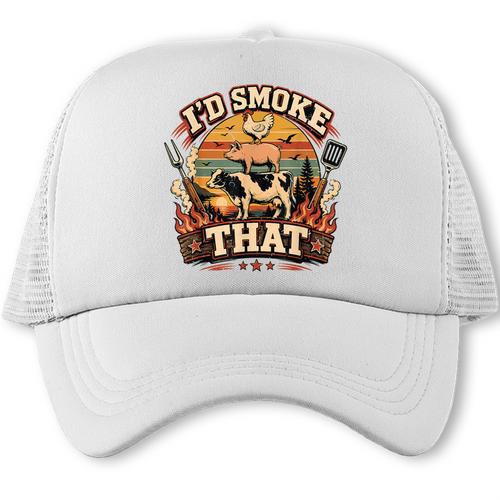 Men BBQ Dad Joke Id Smoke That Grilling Pitmaster Chef Trucker Cap - BBQ Dad Merch