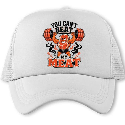 Pitmaster You Can't Beat My Meat Vintage BBQ Dad Joke Trucker Cap - BBQ Dad Merch