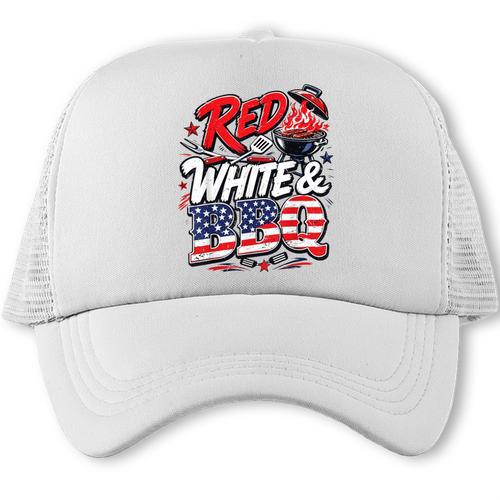 Red BBQ 4th July BBQ Dad Joke Grilling Dad Trucker Cap - BBQ Dad Merch