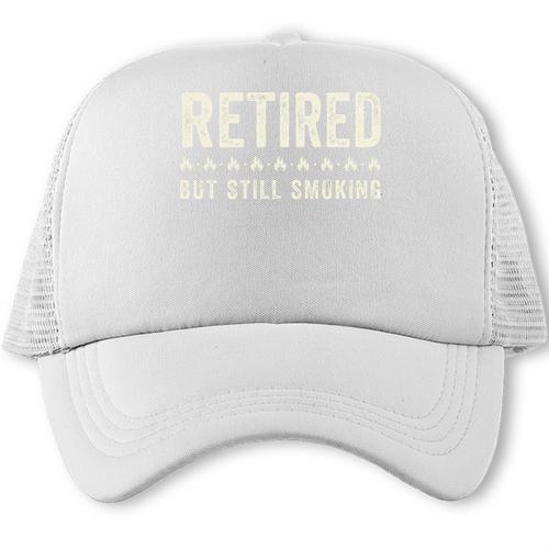 Retired But Still Smoking BBQ Dad Retirement Premium Tri-Blend Trucker Cap - BBQ Dad Merch