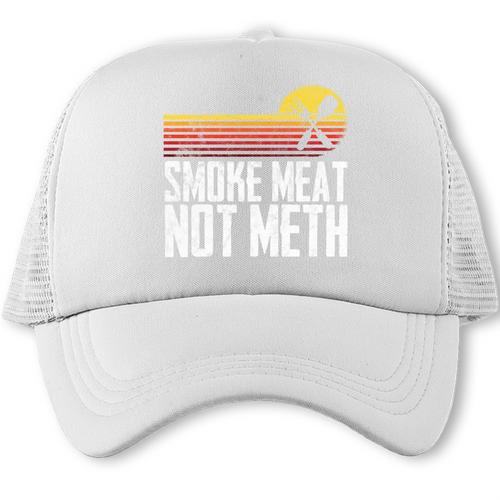 Smoke Meat Not Meth Grilled BBQ Dad Brisket Grilling Comfort Colors Crop Top Trucker Cap - BBQ Dad Merch