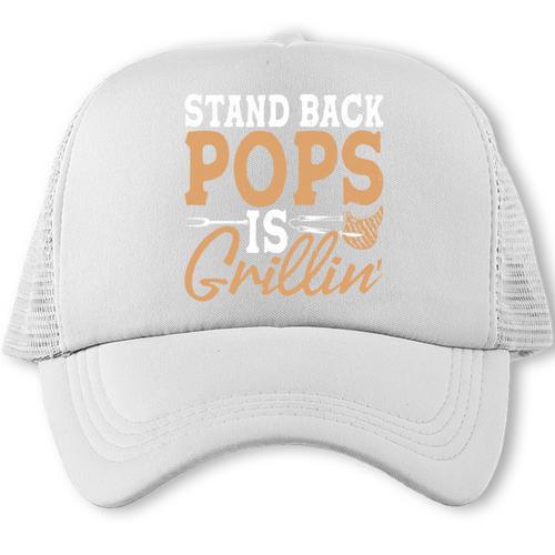 Stand Back Pops Is Grillin BBQ Dad Grilling Comfort Colors Crop Top Trucker Cap - BBQ Dad Merch