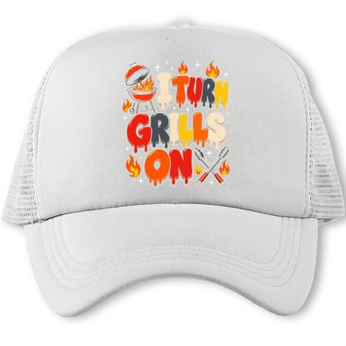 I Turn Grills On Grilling Dad BBQ Dad Humor Comfort Colors Crop Top Trucker Cap - BBQ Dad Merch