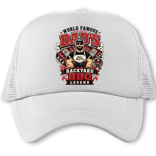 World Famous Dad's Backyard Grill & Chill BBQ Dad Joke Trucker Cap - BBQ Dad Merch