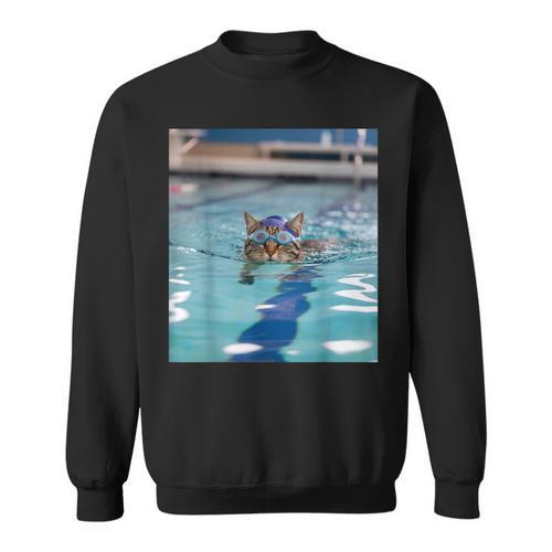 Competitive Swim Team Funny Kitty Cat Swimming Sweatshirt - SwimGear Co