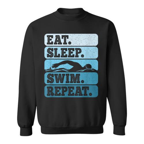 Eat Sleep Swim Vintage Swimming Lover Swimmer Men Women Sweatshirt - SwimGear Co