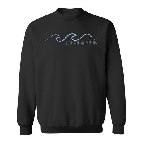 Just Keep Swimming With Aesthetic Wave Motivational Quote Sweatshirt - SwimGear Co