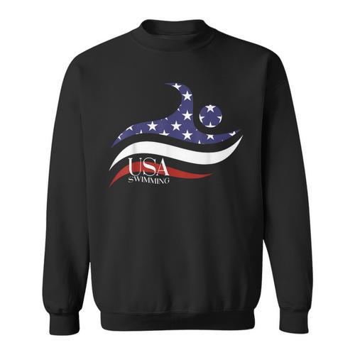 Patriotic American Flag Floating USA Swimming Team Sweatshirt - SwimGear Co