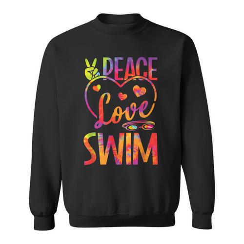 Peace Love Swim Swimming Tie Dye Swimmer Swimming Swim Team Sweatshirt - SwimGear Co
