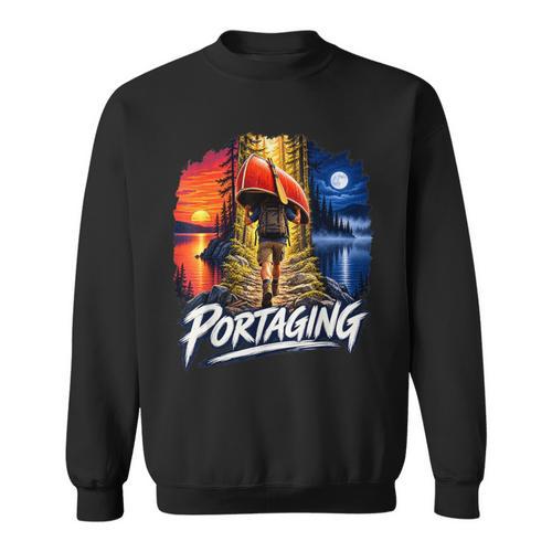 Portaging Canoe Wilderness Adventure Scenic Graphic Sweatshirt - Paddle Life