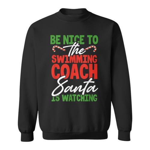 Swimming Coach Christmas Xmas Swimming Santa Sweatshirt - SwimGear Co