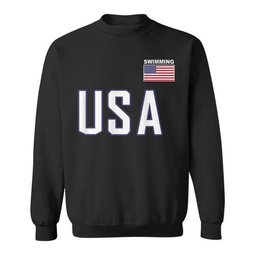 USA Flag Swim Swimming Sport Practice Equipment Men Women Sweatshirt - SwimGear Co