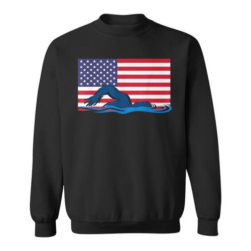 USA Flag Swimmer Swimming Sport Athlete Swim Swimming Sweatshirt - SwimGear Co