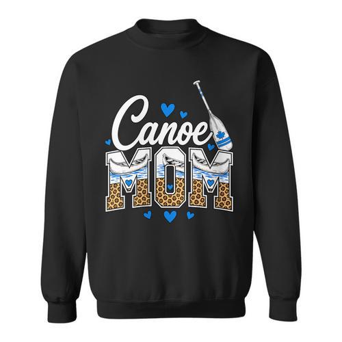 Women's Canoe Mom Leopard Print Paddle River Lake Sport Mother Sweatshirt - Paddle Life