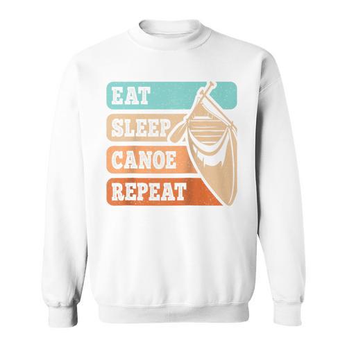 Eat Sleep Canoe Repeat Vintage Canoeing Canoeist Men Boys Raglan Baseball Tee Sweatshirt - Paddle Life