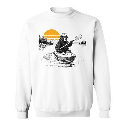 Kayaking Bear Retro Sunset Paddling Canoe Outdoor Adventure Sweatshirt - Paddle Life