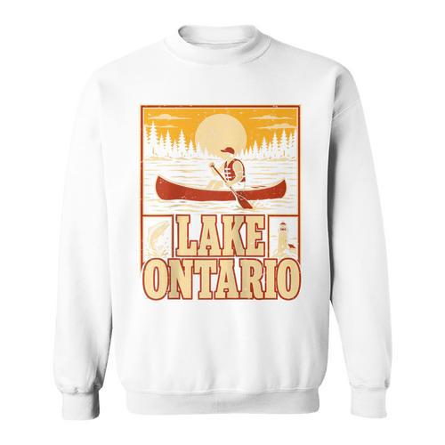 Lake Ontario Canoe Fishing Light House Sunset Retro Raglan Baseball Tee Sweatshirt - Paddle Life