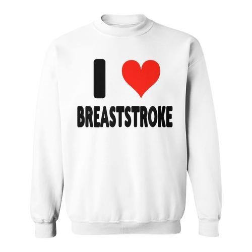 I Love Breaststroke Heart Swim Swimmer Pool Swimming Sweatshirt - SwimGear Co
