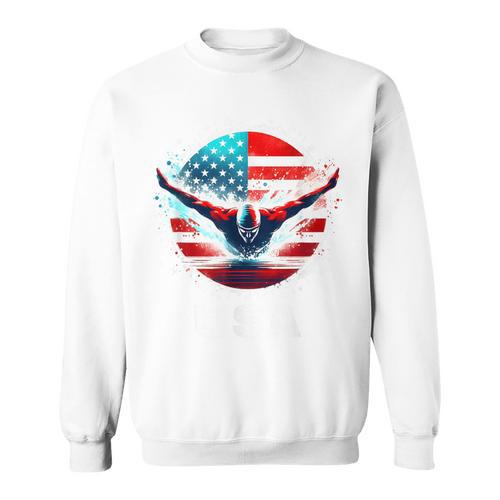 Swimming United States Shirt With American Flag Swimming Sweatshirt - SwimGear Co