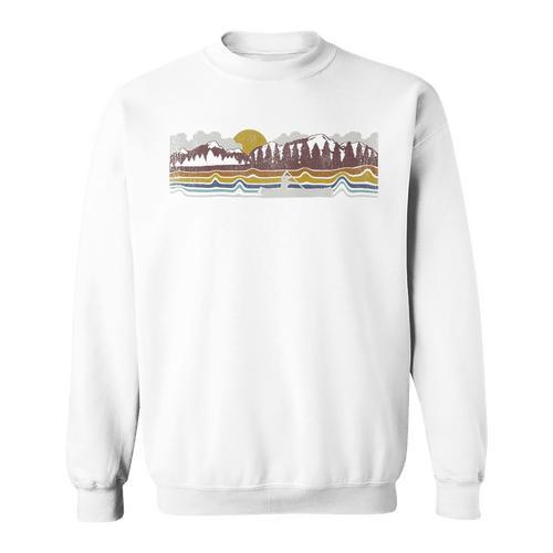 Trendy Canoe Silhouette Colourful Landscape Raglan Baseball Tee Sweatshirt - Paddle Life