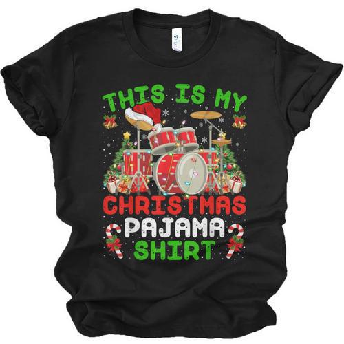 This Is My Christmas Pajama Shirt Drum Kit Christmas Unisex Jersey T-Shirt - Downbeat Supply