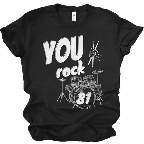 Drum Kit Drummer 81 Years 81st Birthday Men Women Unisex Jersey T-Shirt - Downbeat Supply