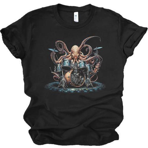 Drum Kit Percussionist Drummer Octopus Playing Drums Unisex Jersey T-Shirt - Downbeat Supply