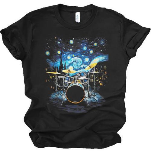 Drum Kit Percussionist Drummer Van Gogh Drums Unisex Jersey T-Shirt - Downbeat Supply