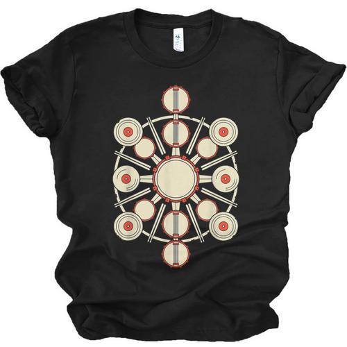 Drummer Drum Kit Mandala Percussionist Music Lover Unisex Jersey T-Shirt - Downbeat Supply