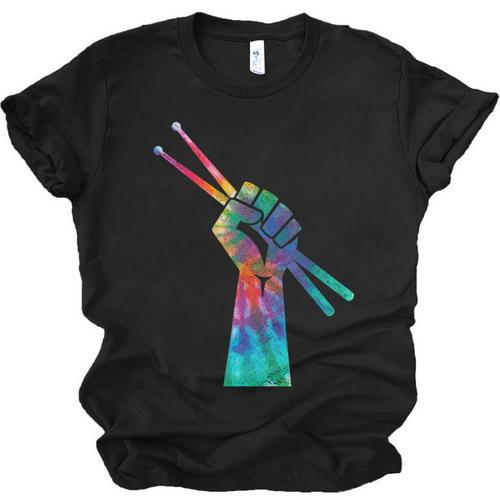 Drummer Drum Kit Tie Dye Hippie Drummer Unisex Jersey T-Shirt - Downbeat Supply