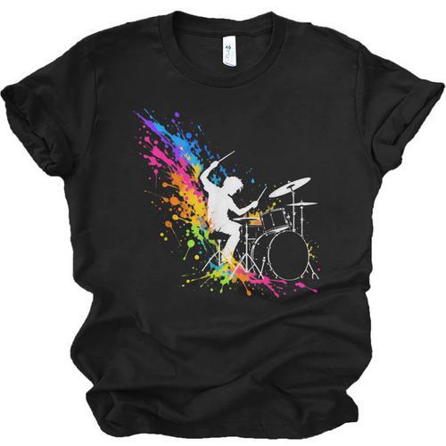 Drummer Silhouette Drum Kit Splatter Art Unisex Jersey T-Shirt - Downbeat Supply