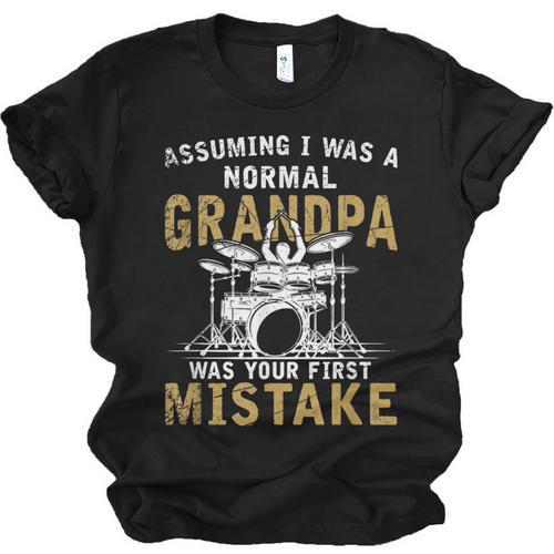 Grandpa Drummer Father's Day Drum Kit Unisex Jersey T-Shirt - Downbeat Supply