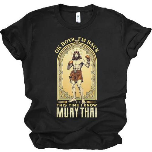 Jesus Knows Muay Thai Boxing Kickboxing MMA Unisex Jersey T-Shirt - Nak Muay Co.