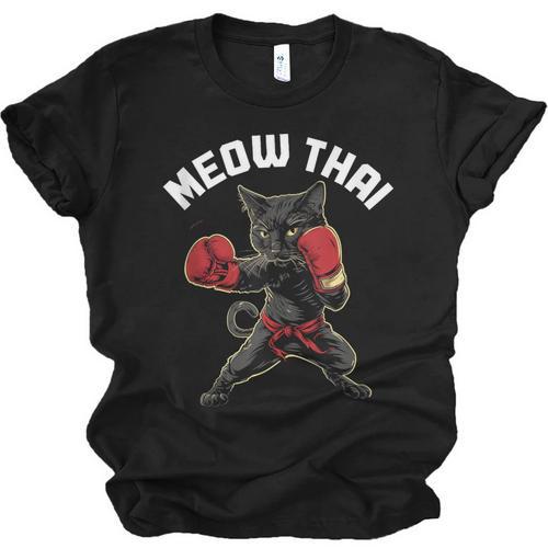 Meow Thai Muay Thai Boxing Cat Martial Arts MMA Boxer Unisex Jersey T-Shirt - Nak Muay Co.