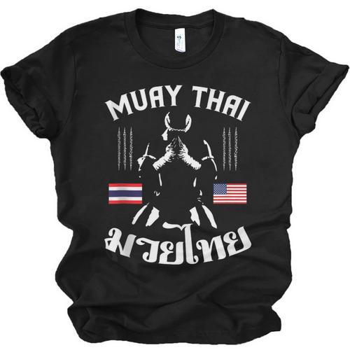 Muay Thai American Flag Martial Arts Thai Boxing Coach Unisex Jersey T-Shirt - Nak Muay Co.