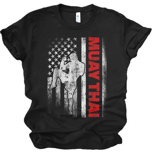 Muay Thai Boxing US American Flag Unisex Jersey T-Shirt - Nak Muay Co.