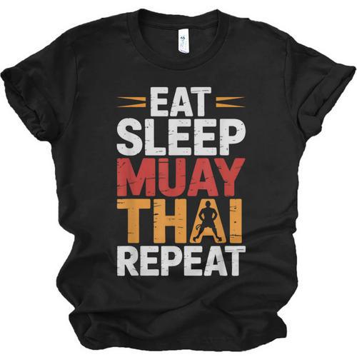 Muay Thai Fighter Eat Sleep Repeat Lifestyle Training Unisex Jersey T-Shirt - Nak Muay Co.