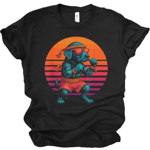Retro Dog With Gloves Muay Thai Fighter Unisex Jersey T-Shirt - Nak Muay Co.