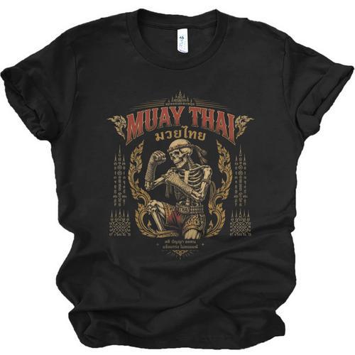 Retro Muay Thai Shorts Thai Boxing Fighter Style Skeleton Unisex Jersey T-Shirt - Nak Muay Co.