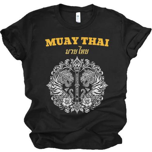 Sak Yant Muay Thai Art Tattoo Twin Tiger Kickboxing Thailand Unisex Jersey T-Shirt - Nak Muay Co.