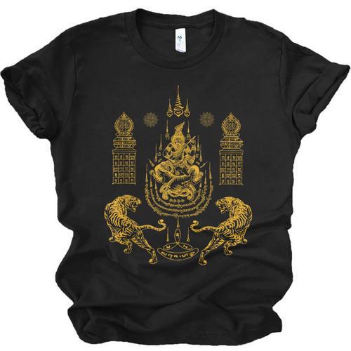 Sawadee Thai Traditional Sak Yant Thai Twin Tigers Muay Thai Unisex Jersey T-Shirt - Nak Muay Co.