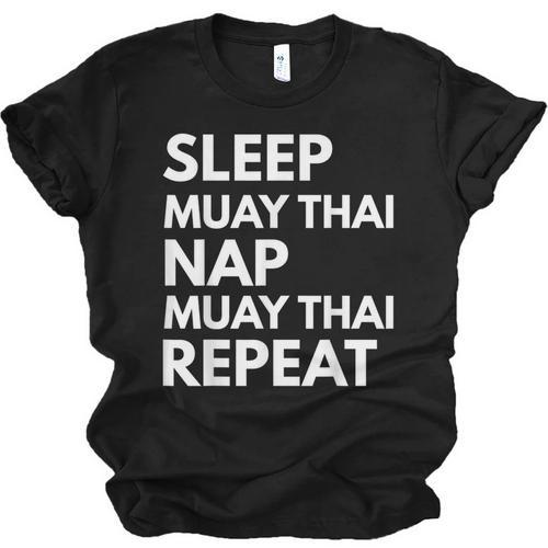 Sleep Nap Muay Thai Repeat Lover Martial Arts Unisex Jersey T-Shirt - Nak Muay Co.
