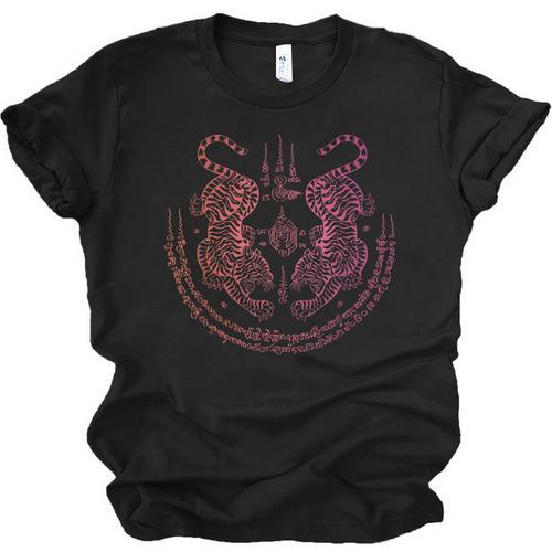 Thai Tattoo Twin Tiger Sak Yant Muay Thai Thailand Graphic Unisex Jersey T-Shirt - Nak Muay Co.