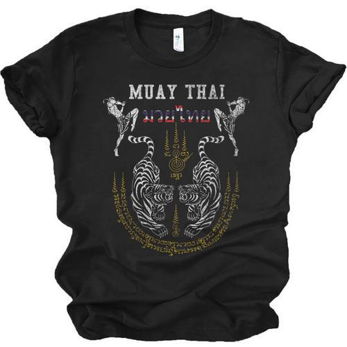 Twin Tiger Sak Yant Muay Thai Fighter Tee Martial Art Unisex Jersey T-Shirt - Nak Muay Co.