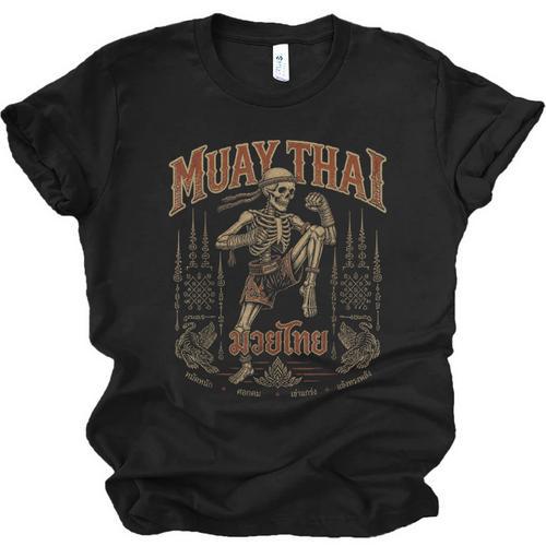 Vintage Muay Thai Belt Thai Boxing Warrior Fighter Skeleton Unisex Jersey T-Shirt - Nak Muay Co.