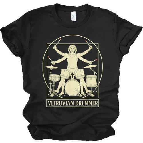 Vitruvian Drummer Drum Kit Music Lover Musician Men Unisex Jersey T-Shirt - Downbeat Supply